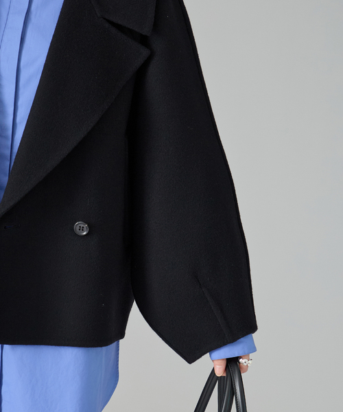 VERMEIL par iena（ヴェルメイユパーイエナ）の「super120s ビッグショールリバーコート（その他アウター・レディース・ブラック/ブラウン・FREE）」の4枚目の写真