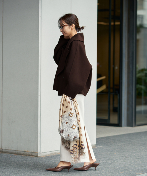 VERMEIL par iena（ヴェルメイユパーイエナ）の「super120s ビッグショールリバーコート（その他アウター・レディース・ブラック/ブラウン・FREE）」の6枚目の写真