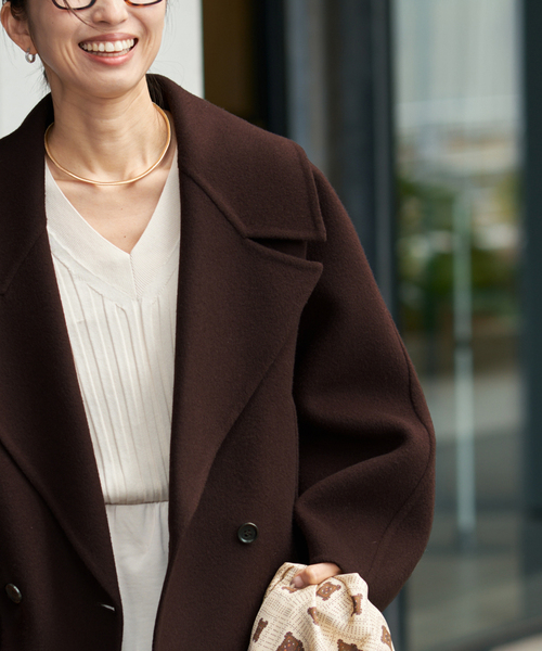 VERMEIL par iena（ヴェルメイユパーイエナ）の「super120s ビッグショールリバーコート（その他アウター・レディース・ブラック/ブラウン・FREE）」の9枚目の写真