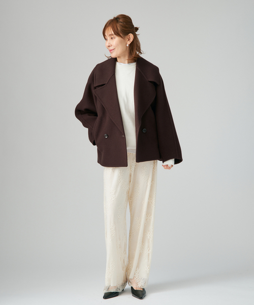 VERMEIL par iena（ヴェルメイユパーイエナ）の「super120s ビッグショールリバーコート（その他アウター・レディース・ブラック/ブラウン・FREE）」の10枚目の写真