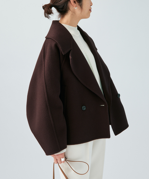 VERMEIL par iena（ヴェルメイユパーイエナ）の「super120s ビッグショールリバーコート（その他アウター・レディース・ブラック/ブラウン・FREE）」の15枚目の写真
