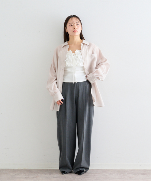 シャンブレーギャザーキャミソール シャンブレーギャザーキャミソール