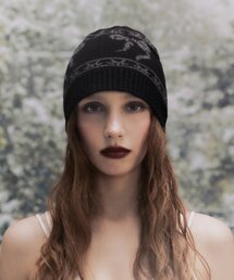 NOT KNOWING（ノットノーイング）の「Ribbon JQD Beanie (BLACK)（ニットキャップ/ビーニー）」