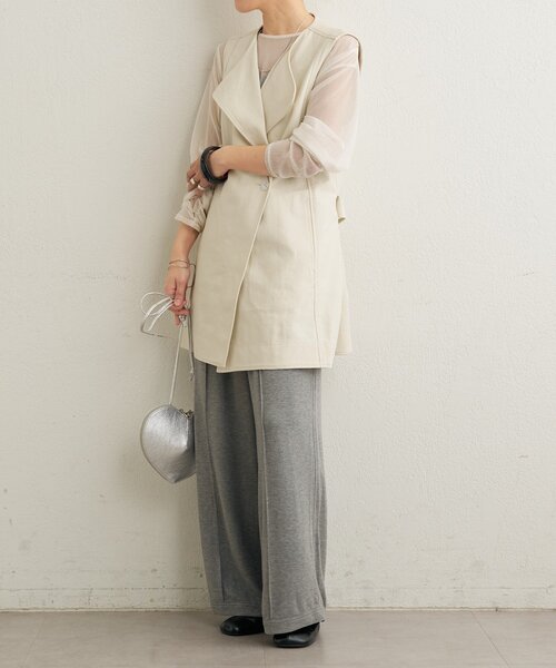 Omekashi（オメカシ）の「ダブルノーカラージレ（ベスト・レディース・ベージュ/アイボリー・FREE）」の6枚目の写真