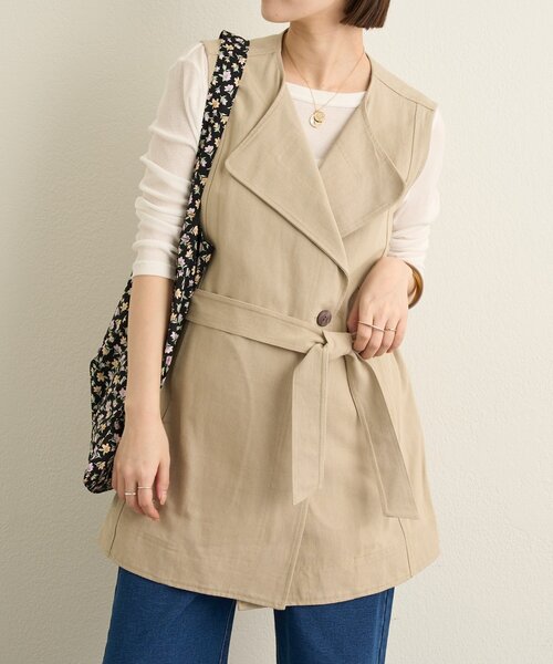 Omekashi（オメカシ）の「ダブルノーカラージレ（ベスト・レディース・ベージュ/アイボリー・FREE）」の11枚目の写真