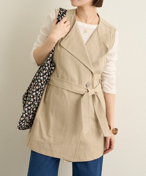 Omekashi（オメカシ）の「ダブルノーカラージレ（ベスト・レディース・ベージュ/アイボリー・FREE）」の12枚目の写真