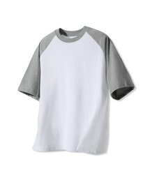 ベーシッククルーネックラグランTシャツグレー