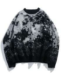 NOIZY | Abstract Shaggy Knit / 総柄 プルオーバー クルーネック シャギーニット(ニット/セーター)