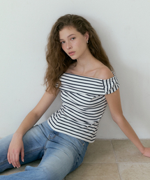Twisted Stripe Off-shoulder top (ivory)