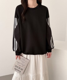 emi+（エミプラス）の「袖異素材配色ラインスウェットプルオーバー（スウェット）」