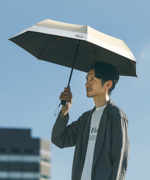 IZA(イーザ)の「IZA【耐風】 切り継ぎデザイン 完全遮光100% メンズ 日傘 折りたたみ 晴雨兼用 Wpc. WIND RESISTANCE(折りたたみ傘・レディース・ホワイト系その他/ベージュ系その他/グレー系その他・FREE)」の1枚目の写真