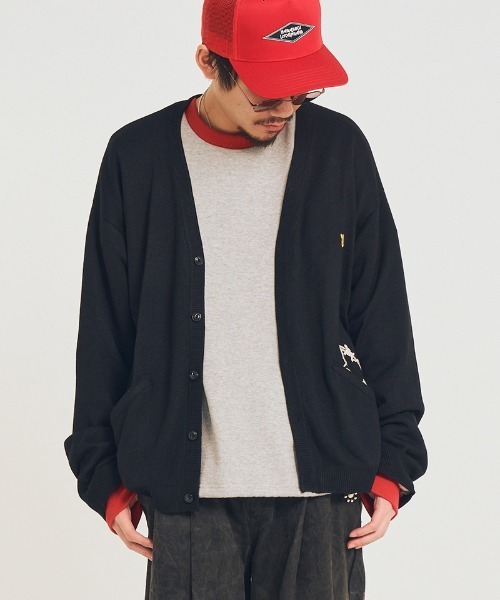 EFFECTEN(エフェクテン)の「mcg3769-Stitch smooth cardigan カーディガン(efsal-18)(カーディガン/ボレロ・メンズ・オレンジ系その他/ブラック・M/L)」の5枚目の写真