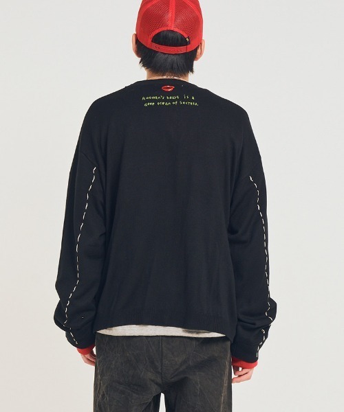 EFFECTEN(エフェクテン)の「mcg3769-Stitch smooth cardigan カーディガン(efsal-18)(カーディガン/ボレロ・メンズ・オレンジ系その他/ブラック・M/L)」の7枚目の写真