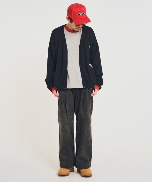 EFFECTEN(エフェクテン)の「mcg3769-Stitch smooth cardigan カーディガン(efsal-18)(カーディガン/ボレロ・メンズ・オレンジ系その他/ブラック・M/L)」の10枚目の写真