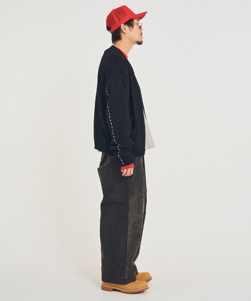 EFFECTEN(エフェクテン)の「mcg3769-Stitch smooth cardigan カーディガン(efsal-18)(カーディガン/ボレロ・メンズ・オレンジ系その他/ブラック・M/L)」の11枚目の写真