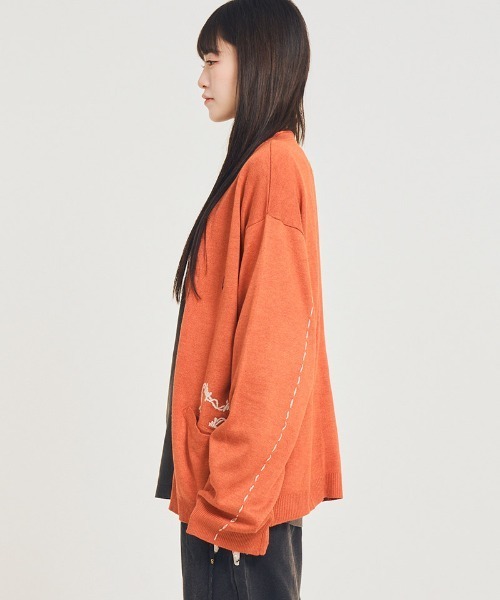 EFFECTEN(エフェクテン)の「mcg3769-Stitch smooth cardigan カーディガン(efsal-18)(カーディガン/ボレロ・メンズ・オレンジ系その他/ブラック・M/L)」の13枚目の写真