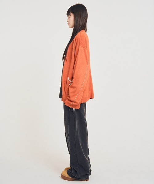 EFFECTEN(エフェクテン)の「mcg3769-Stitch smooth cardigan カーディガン(efsal-18)(カーディガン/ボレロ・メンズ・オレンジ系その他/ブラック・M/L)」の18枚目の写真