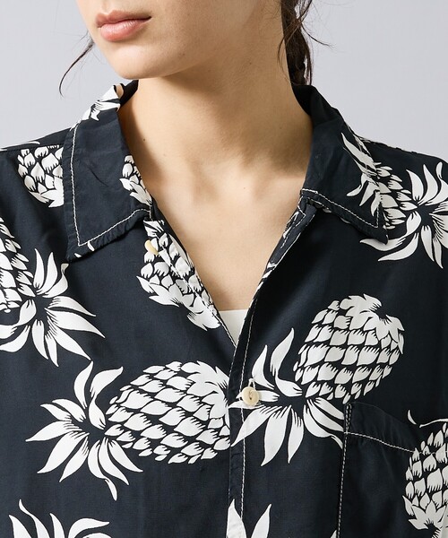 REMI RELIEF(レミレリーフ)の「【REMI RELIEF / レミ レリーフ】パイナップル柄アロハシャツ/ユニセックス/RN30389014(シャツ/ブラウス・メンズ・ブラック/スモークピンク・M/L)」の8枚目の写真