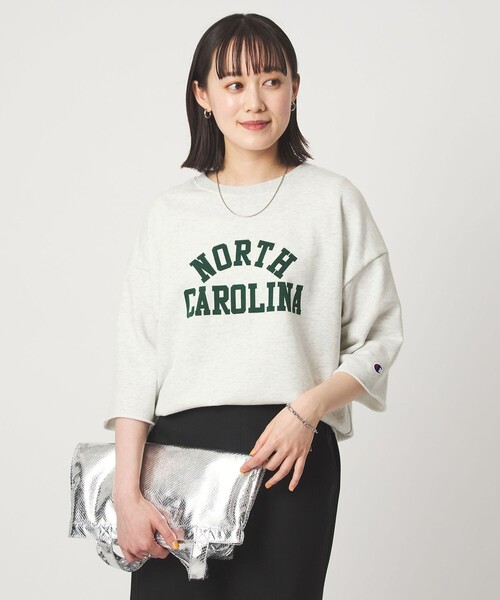 セール】【別注】＜Champion＞6分袖 プリント スウェット プルオーバー