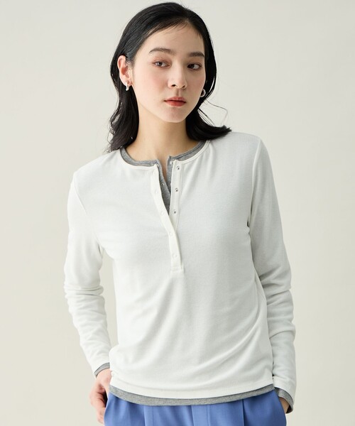 ANY(エニィ)の「クリアラメフライスヘンリーネックプルオーバー(Tシャツ/カットソー・レディース・ネイビー系/ライトイエロー系/ライトグレー系/ホワイト系・LARGE/MEDIUM)」の18枚目の写真