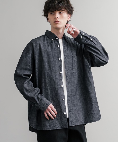 Audience(オーディエンス)の「Upscape Audience アップスケープオーディエンス 日本製 国産 「備中備後」6オンスセルヴィッチ 白耳デニム釦ダウンボクシーAライン長袖シャツ AUD6703(シャツ/ブラウス・メンズ・ダークインディゴブルー・L/M)」の17枚目の写真