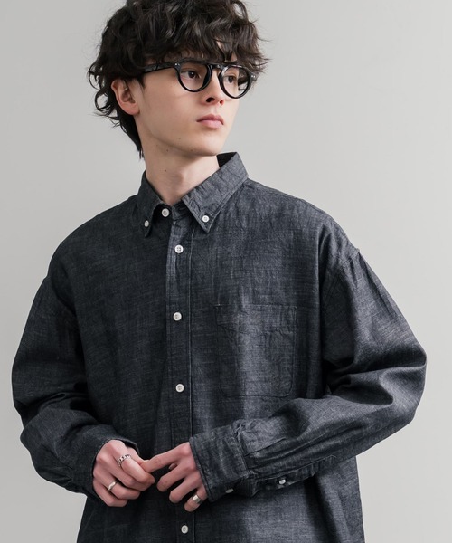 Audience(オーディエンス)の「Upscape Audience アップスケープオーディエンス 日本製 国産 「備中備後」6オンスセルヴィッチ 白耳デニム釦ダウンボクシーAライン長袖シャツ AUD6703(シャツ/ブラウス・メンズ・ダークインディゴブルー・L/M)」の18枚目の写真