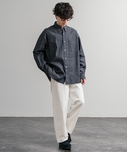 Audience(オーディエンス)の「Upscape Audience アップスケープオーディエンス 日本製 国産 「備中備後」6オンスセルヴィッチ 白耳デニム釦ダウンボクシーAライン長袖シャツ AUD6703(シャツ/ブラウス・メンズ・ダークインディゴブルー・L/M)」の19枚目の写真