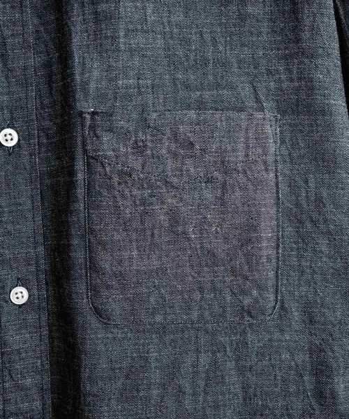 Audience(オーディエンス)の「Upscape Audience アップスケープオーディエンス 日本製 国産 「備中備後」6オンスセルヴィッチ 白耳デニム釦ダウンボクシーAライン長袖シャツ AUD6703(シャツ/ブラウス・メンズ・ダークインディゴブルー・L/M)」の3枚目の写真