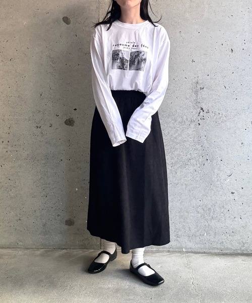 etta(エタ)の「韓国っぽモノクロロンT/長袖Tシャツ(Tシャツ/カットソー・レディース・ホワイト・MEDIUM/SMALL/LARGE)」の8枚目の写真