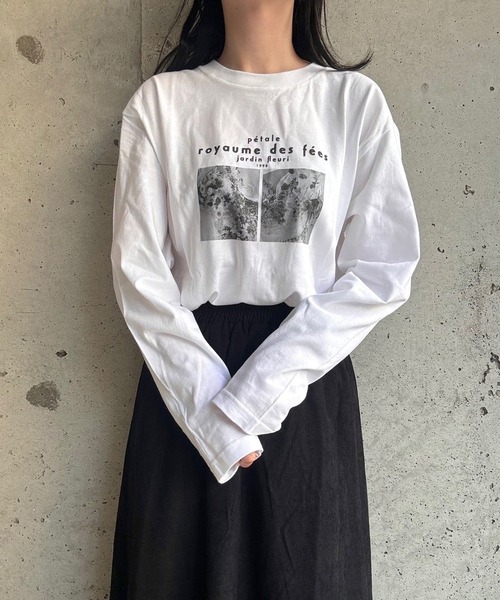 etta(エタ)の「韓国っぽモノクロロンT/長袖Tシャツ(Tシャツ/カットソー・レディース・ホワイト・MEDIUM/SMALL/LARGE)」の10枚目の写真