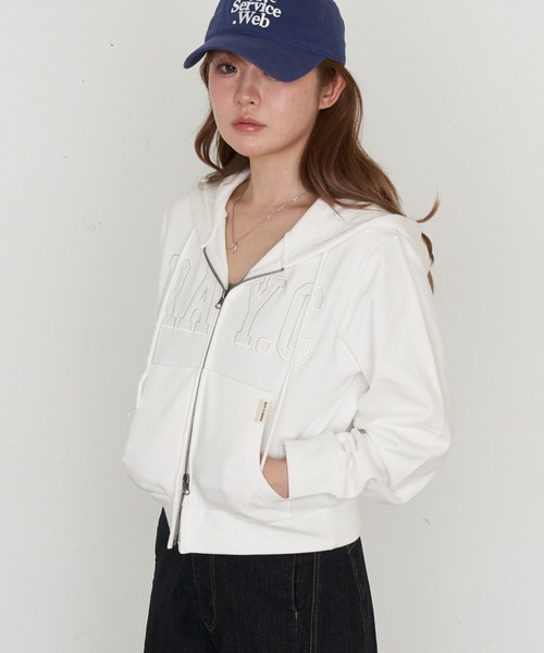 RAY CASSIN(レイカズン)の「ロゴパッチワークパーカー(パーカー・レディース・ホワイト系その他/ホワイト/ネイビー/グレー系その他2・FREE)」の11枚目の写真