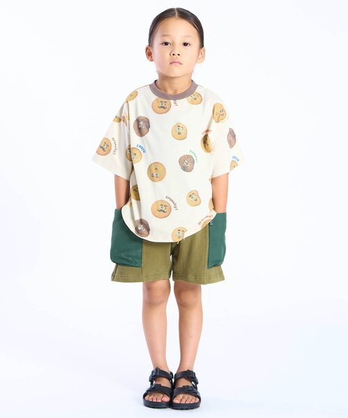 F.O.KIDS(エフオーキッズ)の「総柄Tシャツ_ジュニア対応(Tシャツ/カットソー・キッズ・キナリ/パープル/オフホワイト・110/100/90/80/140/130/120)」の4枚目の写真