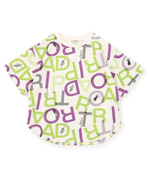 F.O.KIDS(エフオーキッズ)の「総柄Tシャツ_ジュニア対応(Tシャツ/カットソー・キッズ・キナリ/パープル/オフホワイト・110/100/90/80/140/130/120)」の9枚目の写真