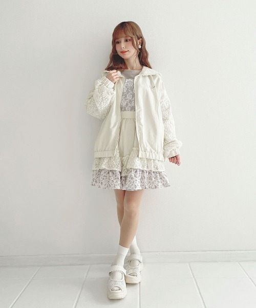 F i.n.t（フィント）の「【セットアップ対応】レースセーラー衿ブルゾン（ブルゾン・レディース・オフホワイト/ホワイト×パープル・FREE）」の8枚目の写真