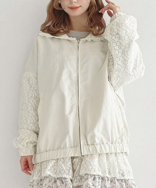 F i.n.t（フィント）の「【セットアップ対応】レースセーラー衿ブルゾン（ブルゾン・レディース・オフホワイト/ホワイト×パープル・FREE）」の9枚目の写真