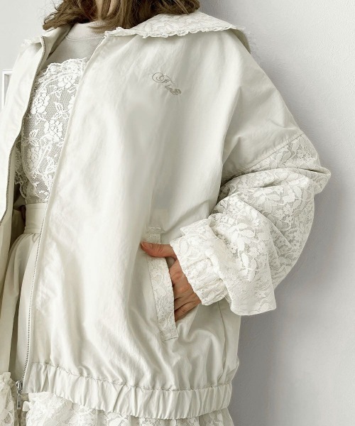 F i.n.t（フィント）の「【セットアップ対応】レースセーラー衿ブルゾン（ブルゾン・レディース・オフホワイト/ホワイト×パープル・FREE）」の14枚目の写真