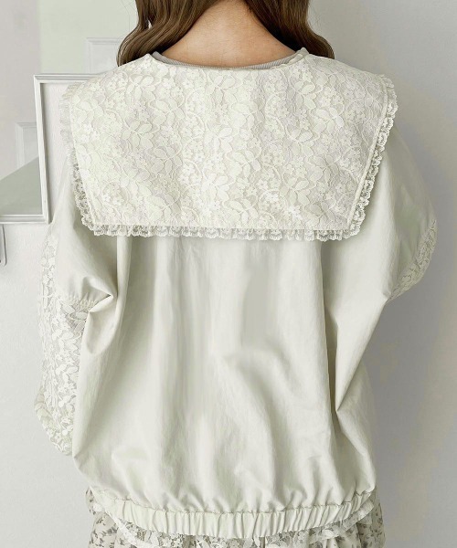 F i.n.t（フィント）の「【セットアップ対応】レースセーラー衿ブルゾン（ブルゾン・レディース・オフホワイト/ホワイト×パープル・FREE）」の15枚目の写真