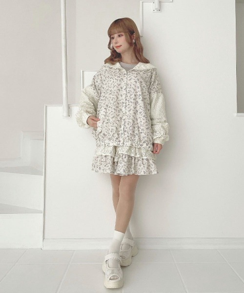 F i.n.t（フィント）の「【セットアップ対応】レースセーラー衿ブルゾン（ブルゾン・レディース・オフホワイト/ホワイト×パープル・FREE）」の17枚目の写真