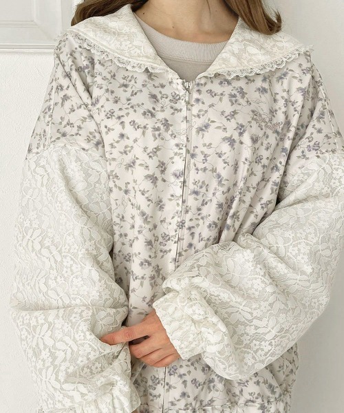 F i.n.t（フィント）の「【セットアップ対応】レースセーラー衿ブルゾン（ブルゾン・レディース・オフホワイト/ホワイト×パープル・FREE）」の4枚目の写真