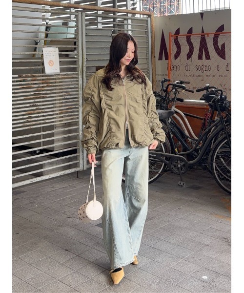 moussy SHIRRING OVER NYLON ブルゾン　ブラック　1 セール】【26年SS新作】SHIRRING OVER NYLON ブルゾン（ブルゾン