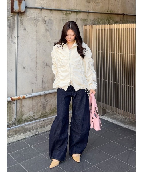 moussy SHIRRING OVER NYLON ブルゾン　ブラック　1 MOUSSY | SHIRRING OVER NYLON ブルゾン (ブルゾン ) |SHEL'TTER WEBSTORE
