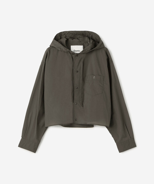 GYMPHLEX（ジムフレックス）の「Gymphlex |  ナイロン フードシャツジャケット WOMEN（シャツ/ブラウス・レディース・ホワイト/チャコール・14）」の3枚目の写真