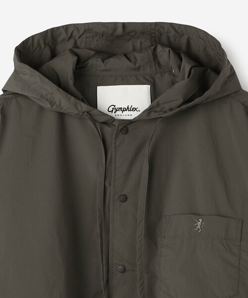 GYMPHLEX（ジムフレックス）の「Gymphlex |  ナイロン フードシャツジャケット WOMEN（シャツ/ブラウス・レディース・ホワイト/チャコール・14）」の5枚目の写真