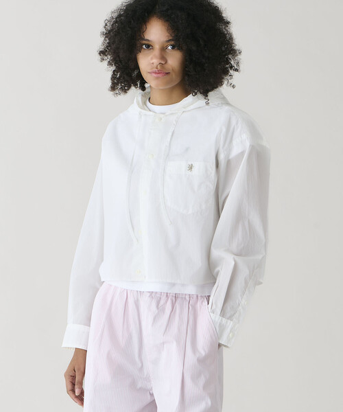 GYMPHLEX（ジムフレックス）の「Gymphlex |  ナイロン フードシャツジャケット WOMEN（シャツ/ブラウス・レディース・ホワイト/チャコール・14）」の15枚目の写真