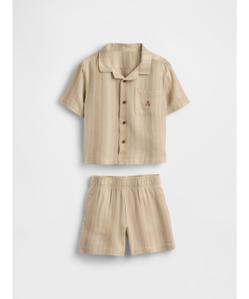 GAP(ギャップ)の「ワッフル カバナ コーデセット (幼児・ベビー)(セットアップ・キッズ・ベージュ・110cm/105cm/100cm/95cm/90cm/80cm/70cm)」の1枚目の写真