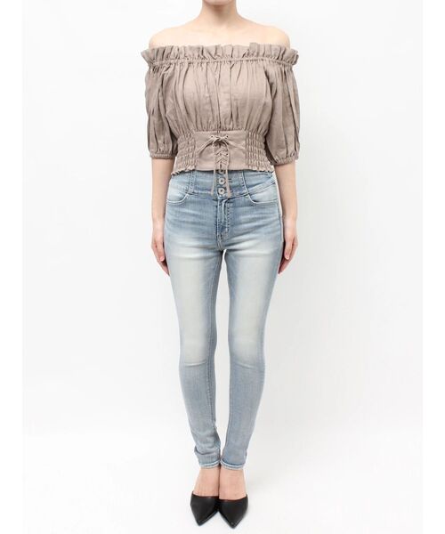 GYDA（ジェイダ）の「2WAYギャザーオフショルコルセットブラウス（シャツ/ブラウス・レディース・その他1/ベージュ/オフホワイト・FREE）」の14枚目の写真