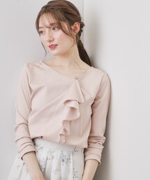 index（インデックス）の「アシメラッフルフリルトップス【洗濯機OK】（Tシャツ/カットソー）」