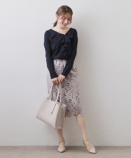 index（インデックス）の「アシメラッフルフリルトップス【洗濯機OK】（Tシャツ/カットソー・レディース・ネイビー/サンドベージュ/オフホワイト・36/42/40/38）」の20枚目の写真