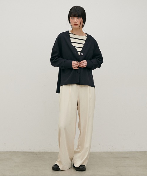 LARUTA(ラルータ)の「【LARUTA】サンディカットジャージーカーデ(カーディガン/ボレロ・レディース・オフホワイト/ブラック/ネイビー・MEDIUM)」の21枚目の写真