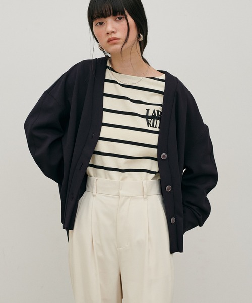 LARUTA(ラルータ)の「【LARUTA】サンディカットジャージーカーデ(カーディガン/ボレロ・レディース・オフホワイト/ブラック/ネイビー・MEDIUM)」の17枚目の写真